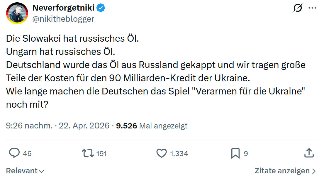 Neverforgetniki: Die Slowakei hat russisches Öl…