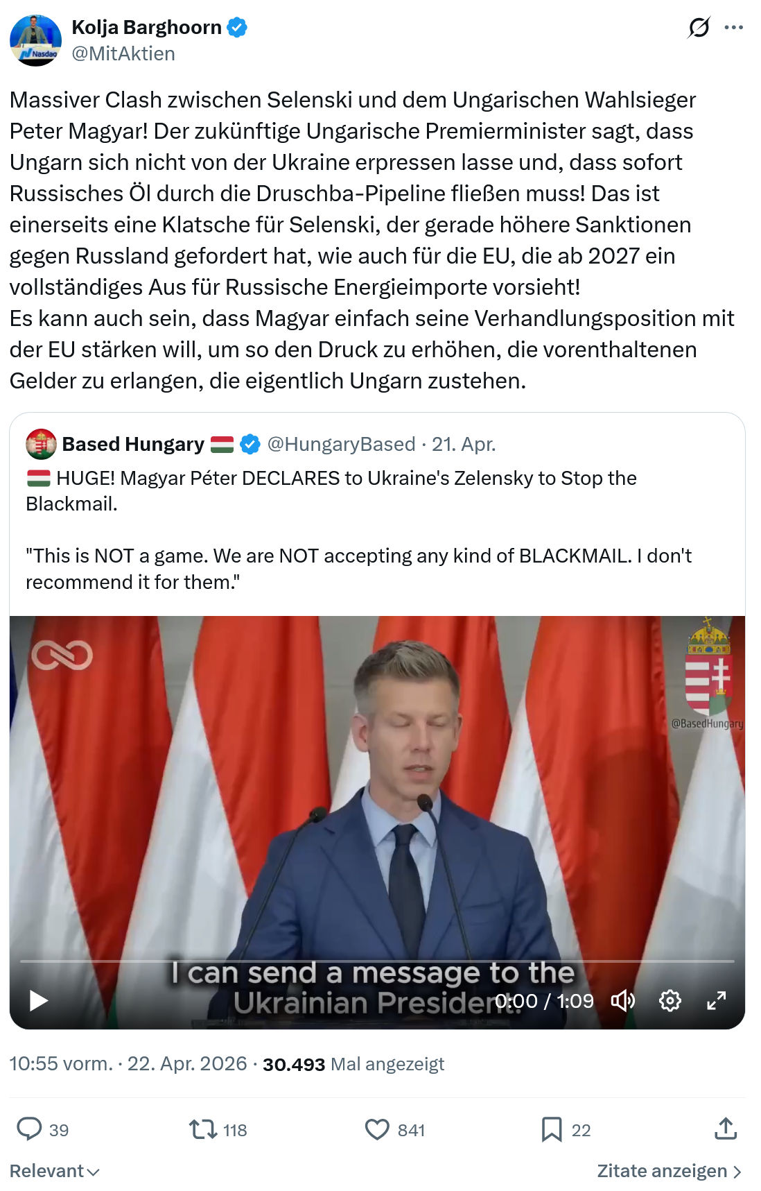 Kolja Barghoorn: Massiver Clash zwischen Selenski…