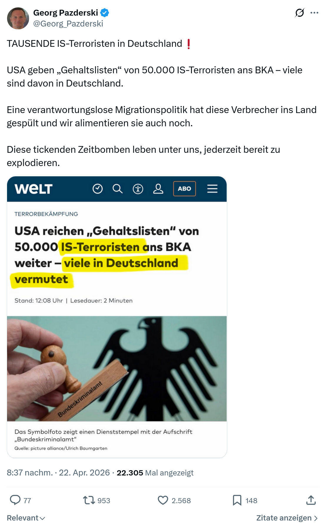 Georg Pazderski: TAUSENDE IS-Terroristen in Deutschland…