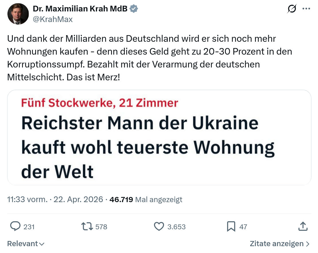 Maximilian Krah: Und dank der Milliarden aus Deutschland…
