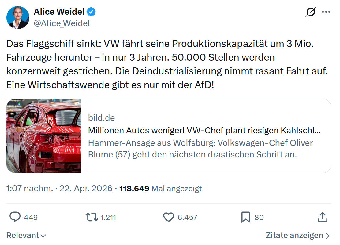 Alice Weidel: Das Flaggschiff sinkt…