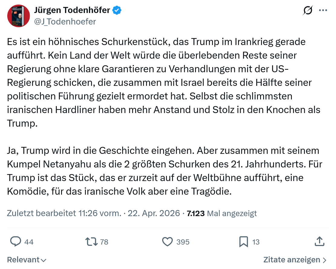 Jürgen Todenhöfer: Es ist ein höhnisches Schurkenstück…