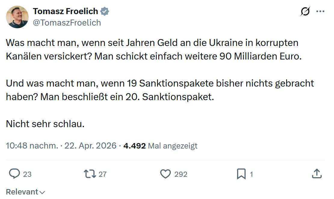 Tomasz Froelich: Was macht man, wenn seit Jahren Geld…