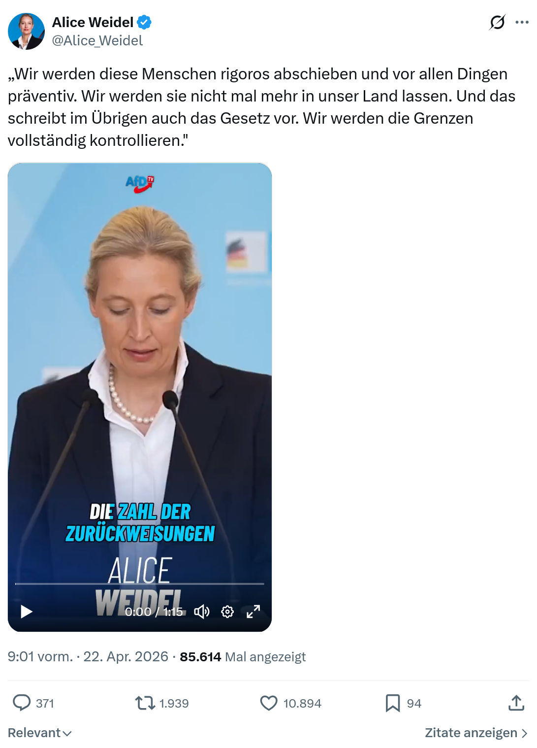 Alice Weidel: Wir werden diese Menschen rigoros…