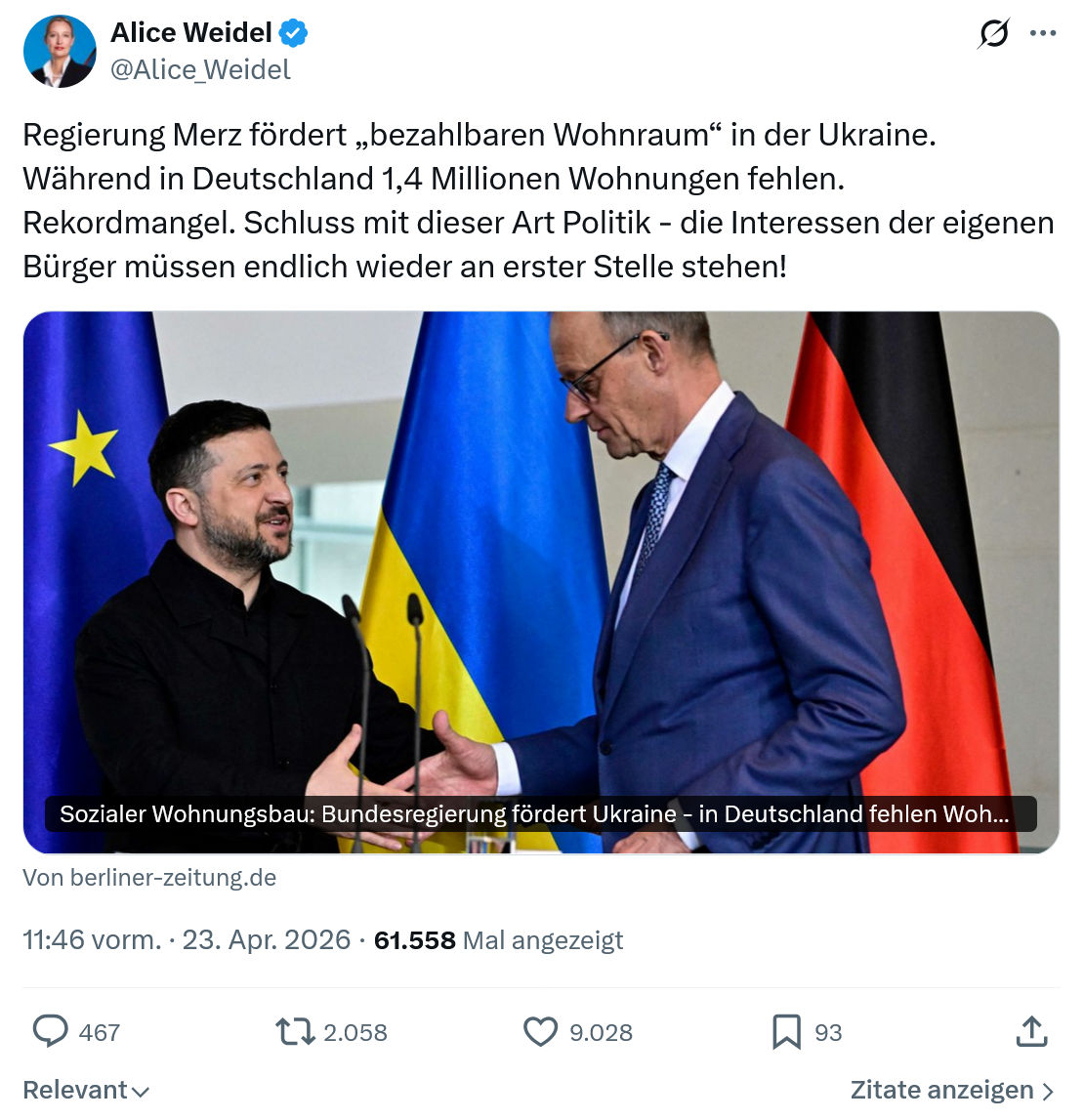 Alice Weidel: Regierung Merz fördert bezahlbaren Wohnraum...