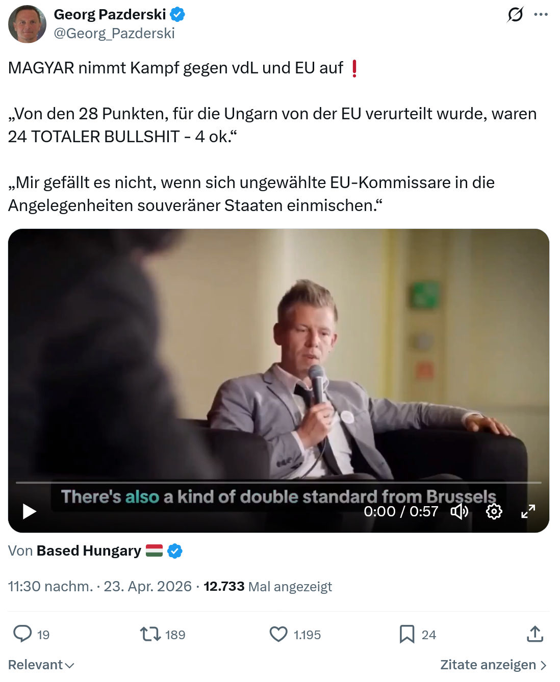 Georg Pazderski: MAGYAR nimmt Kampf gegen vdL...
