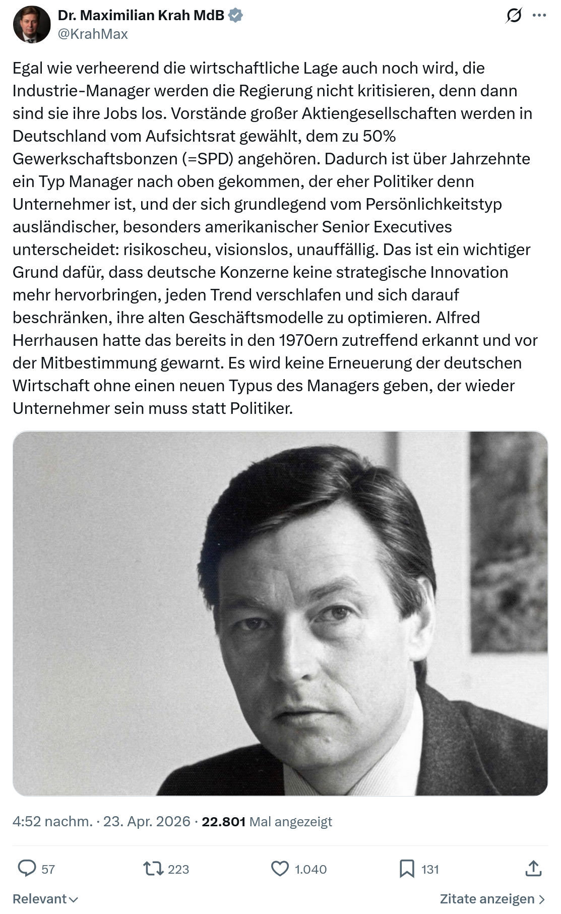 Maximilian Krah: Egal wie verheerend die wirtschaftliche...