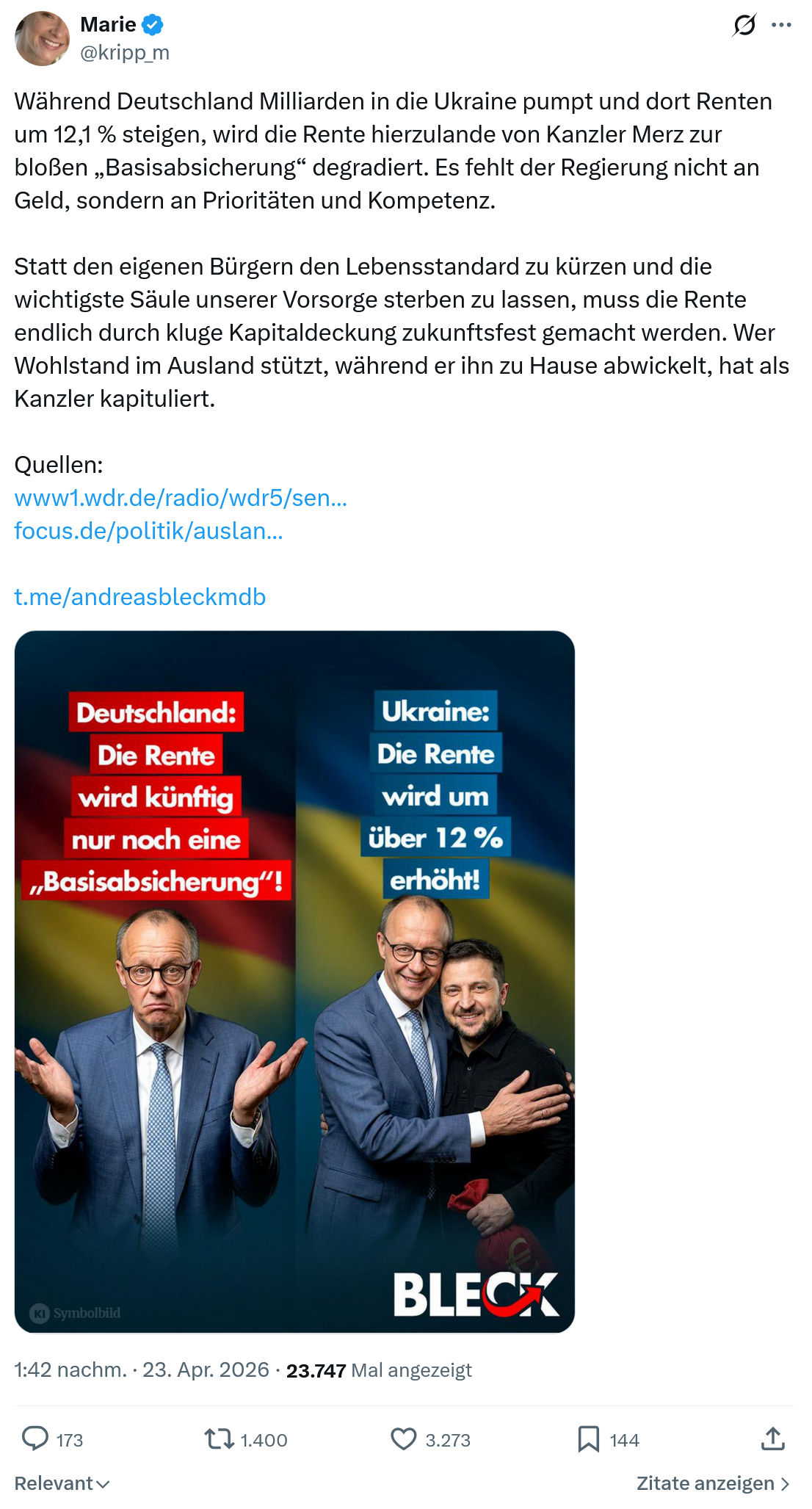 Marie kripp: Während Deutschland Milliarden in die...