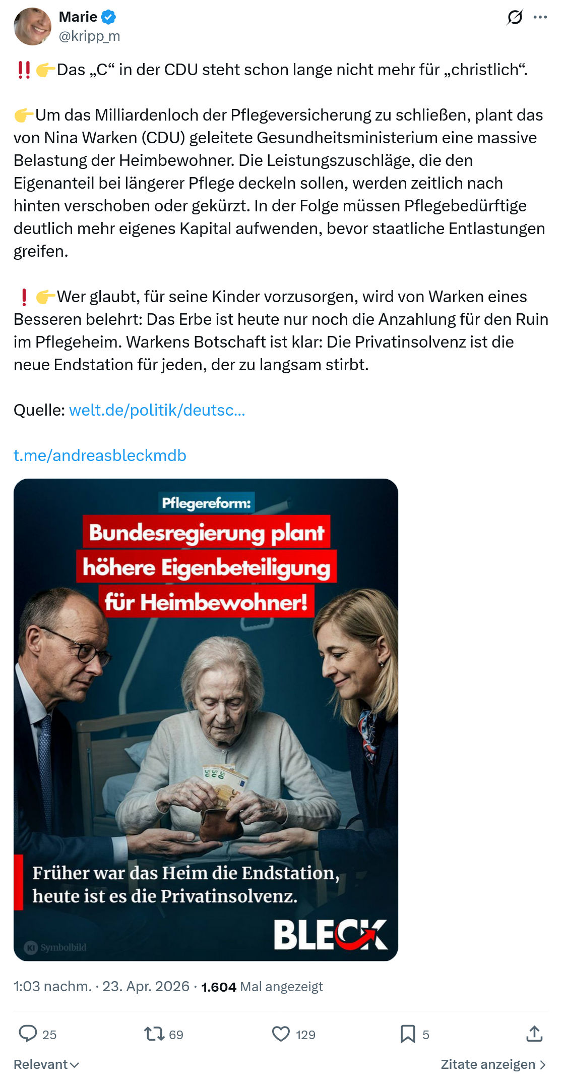 Marie kripp: Das „C“ in der CDU steht schon...
