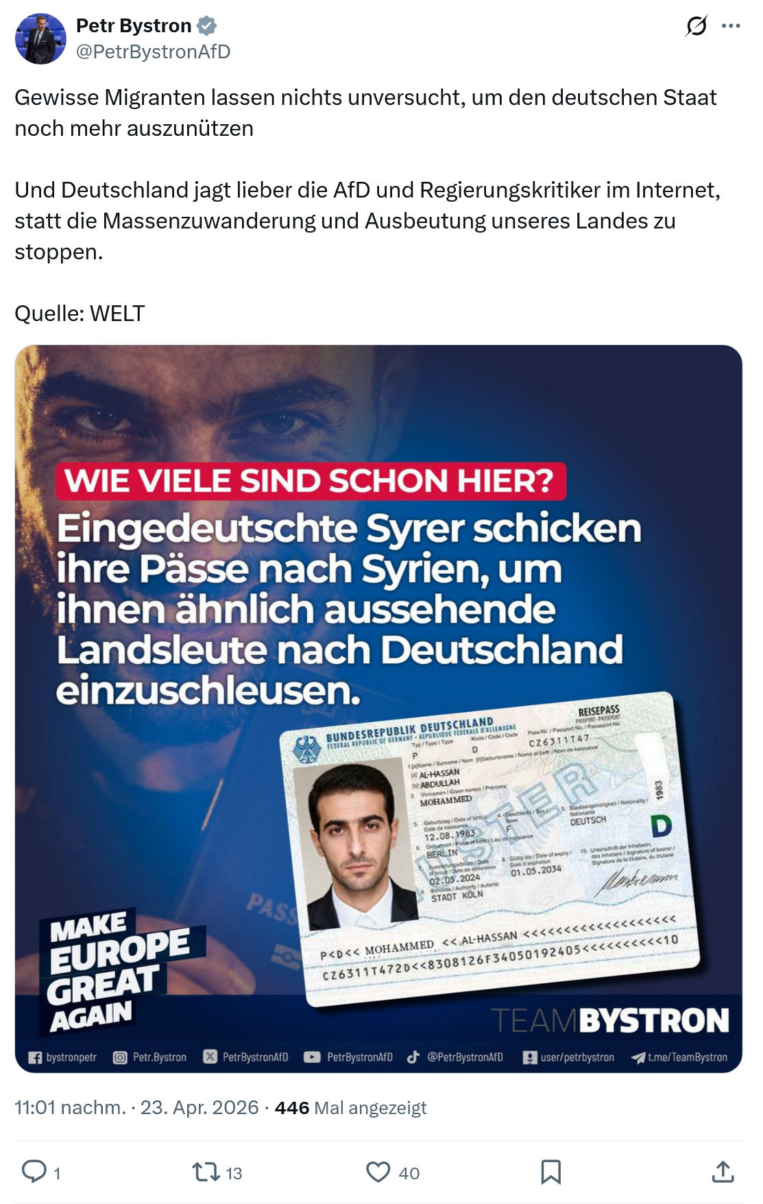 Petr Bystron: Gewisse Migranten lassen nichts unversucht...