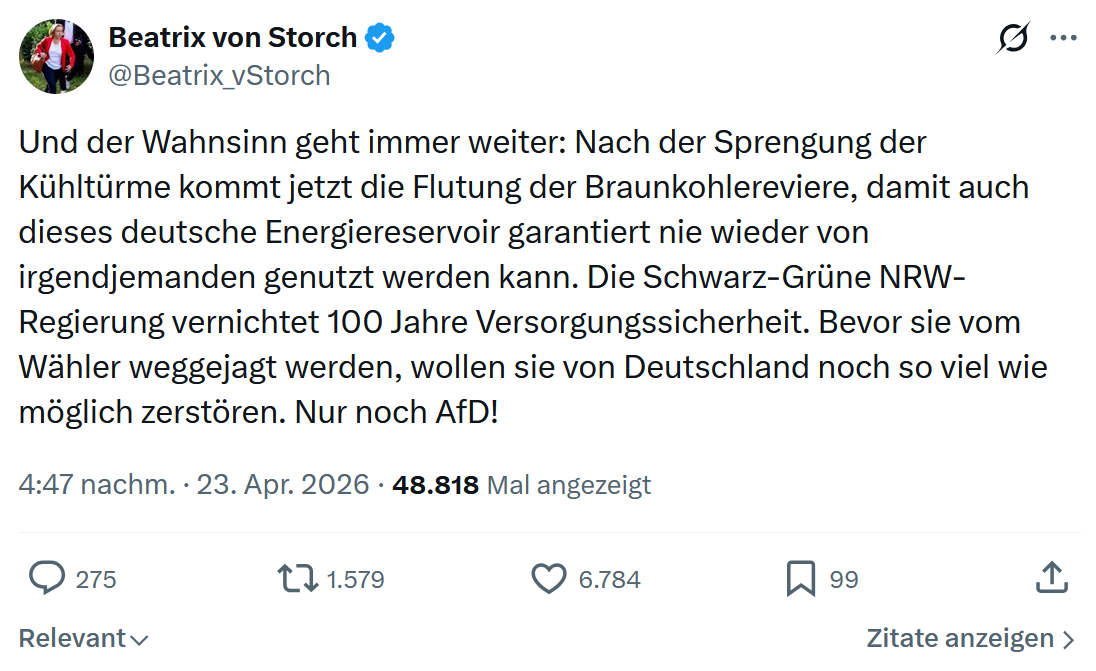 Beatrix von Storch: Und der Wahnsinn geht immer...