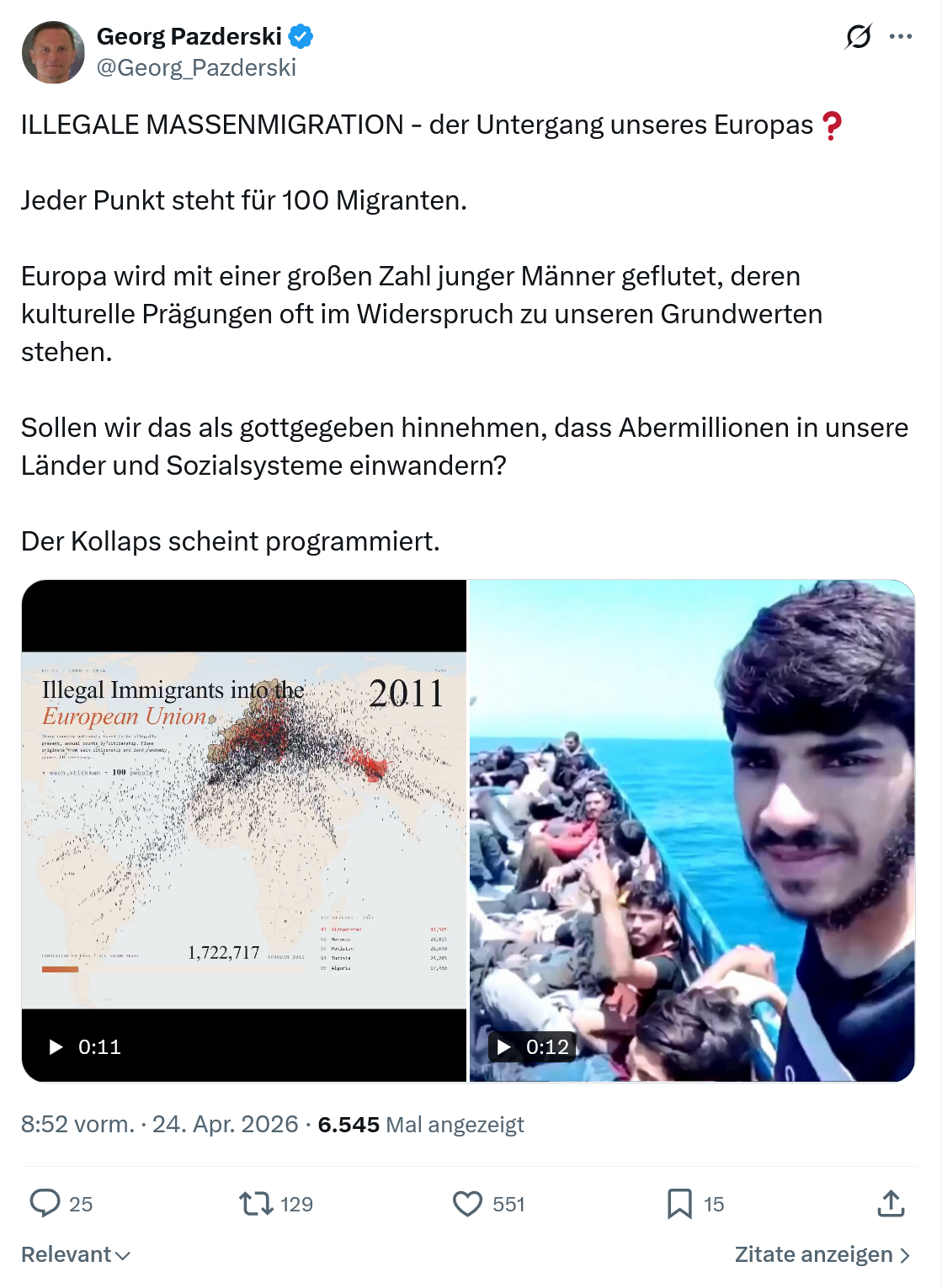 Georg Pazderski: ILLEGALE MASSENMIGRATION…