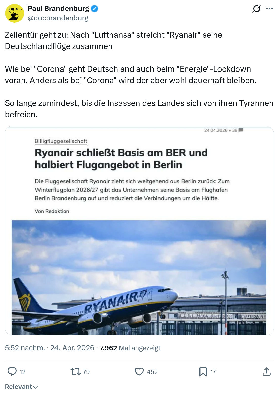 Paul Brandenburg: Zellentür geht zu…