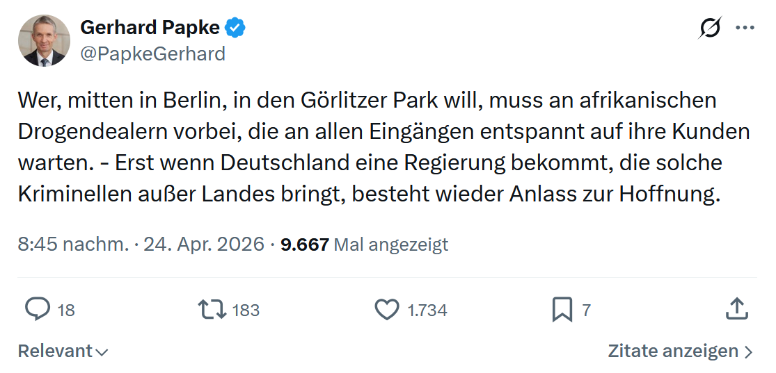 Gerhard Papke: Wer, mitten in Berlin…