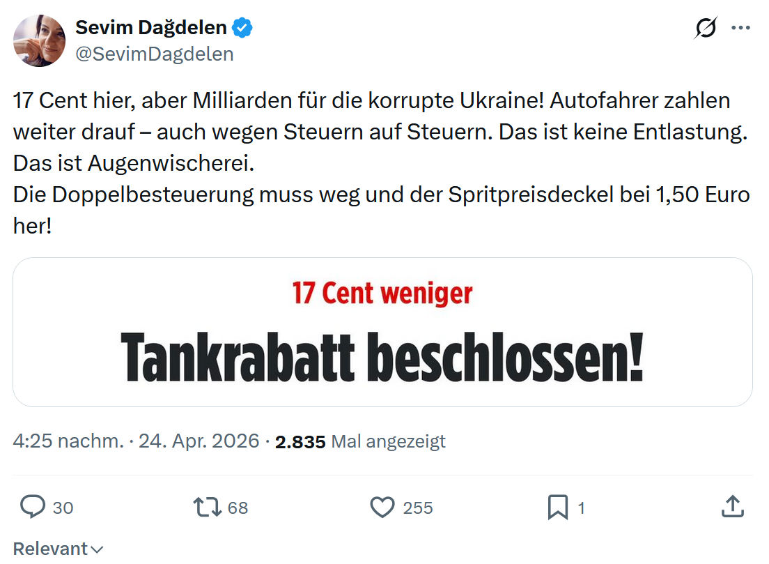 Sevim Dagdelen: 17 Cent hier, aber Milliarden für die korrupte Ukraine…