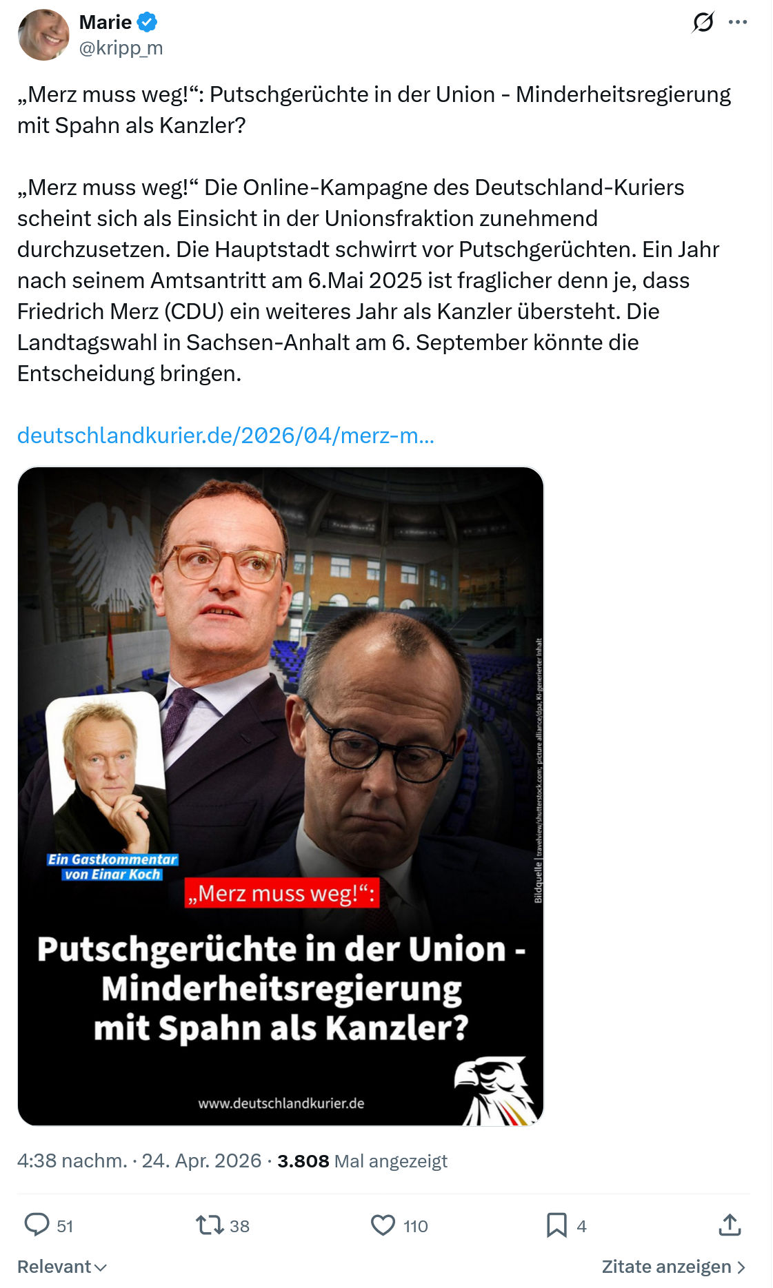 Marie kripp: „Merz muss weg!“…