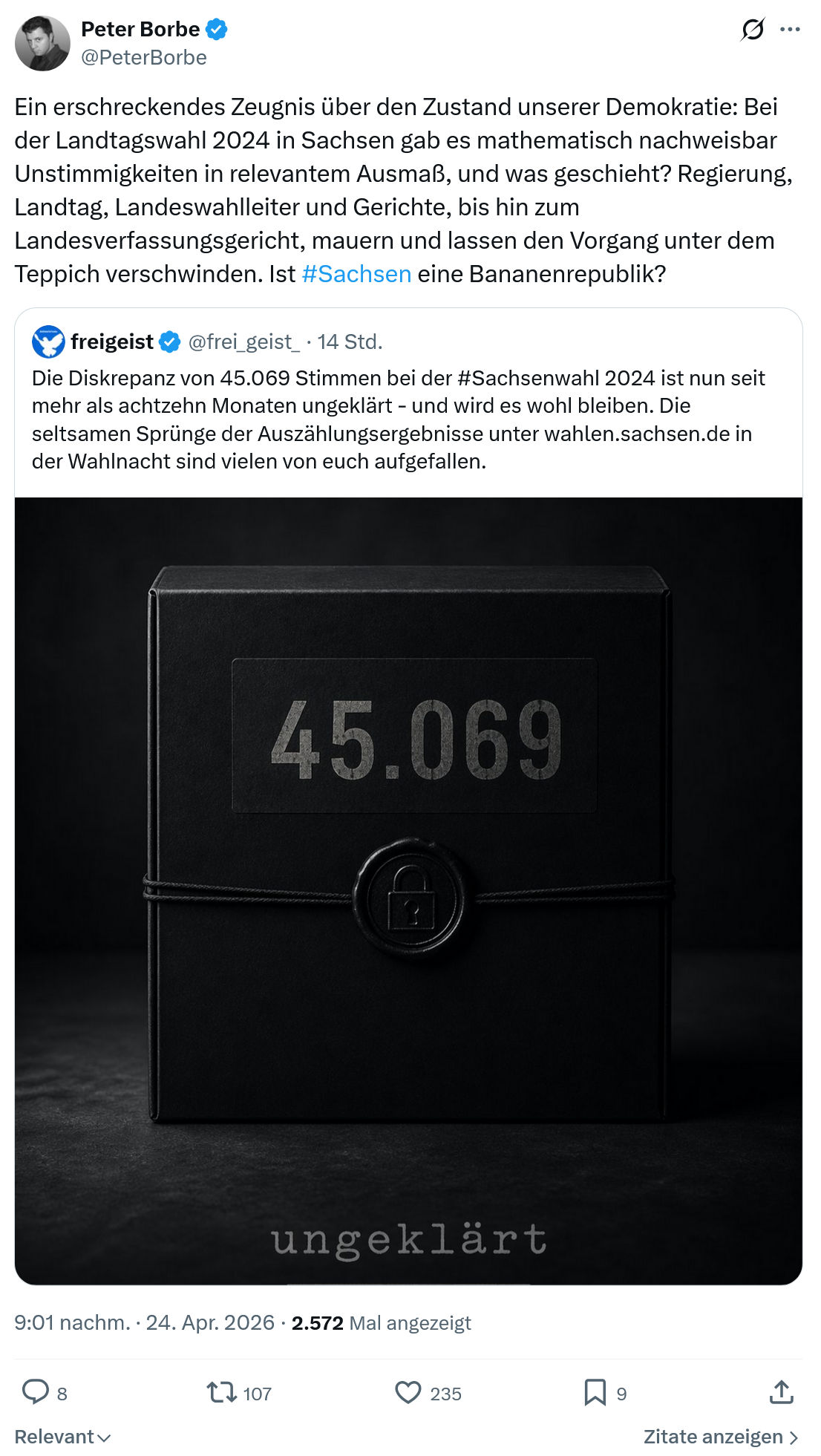 Peter Borbe: Ein erschreckendes Zeugnis…