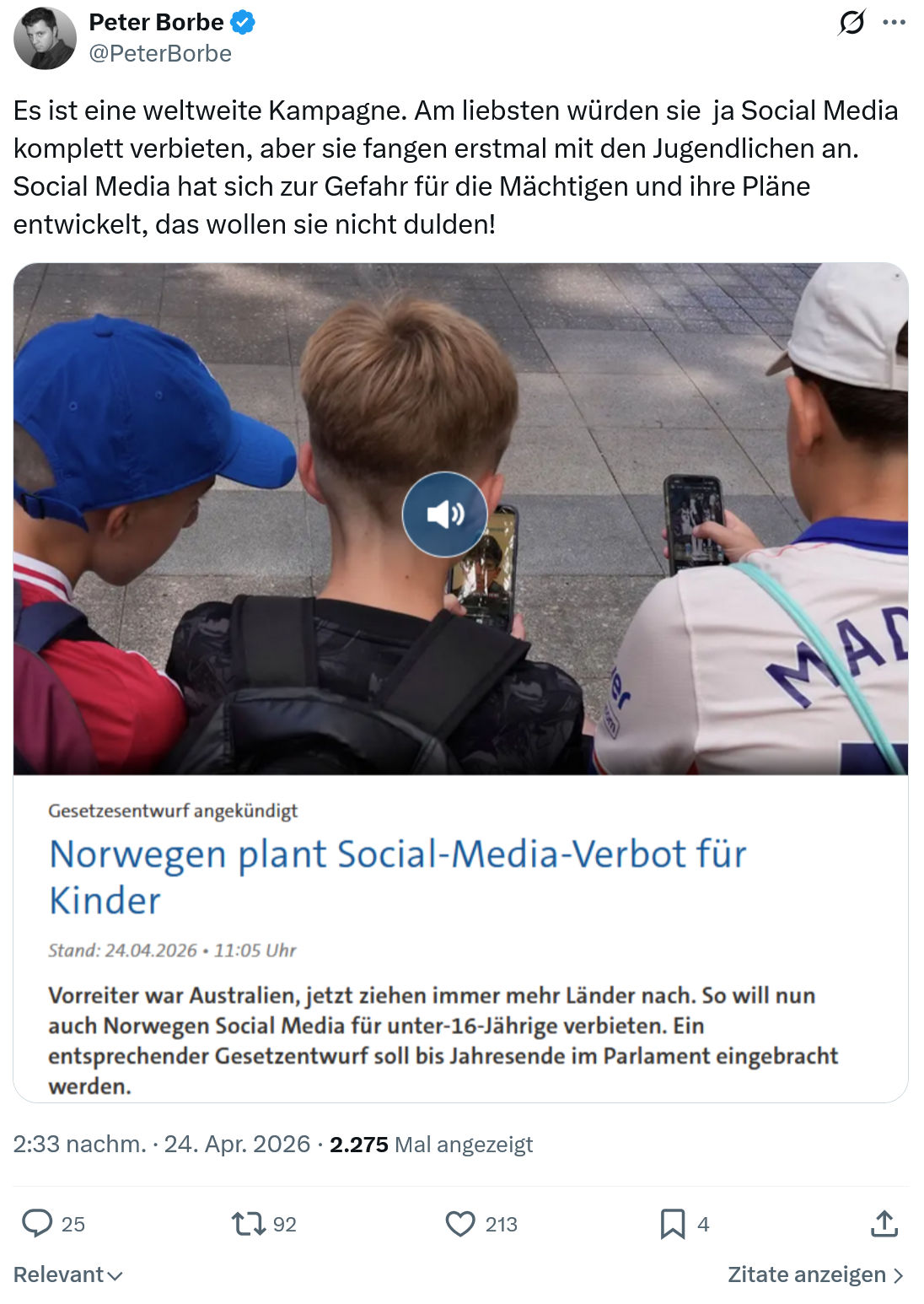 Peter Borbe: Es ist eine weltweite Kampagne…