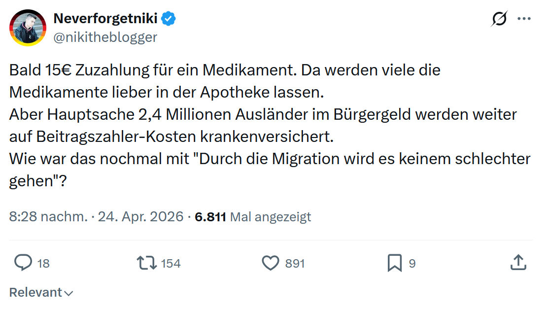 Neverforgetniki: Bald 15€ Zuzahlung für ein Medikament…