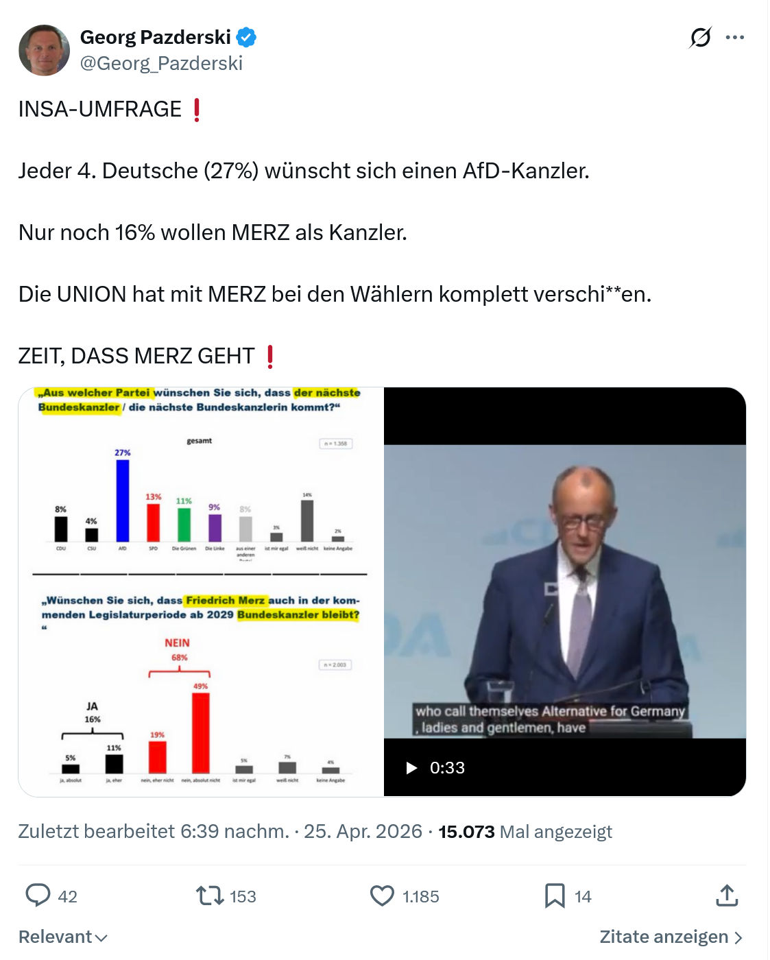 Georg Pazderski: INSA-UMFRAGE…