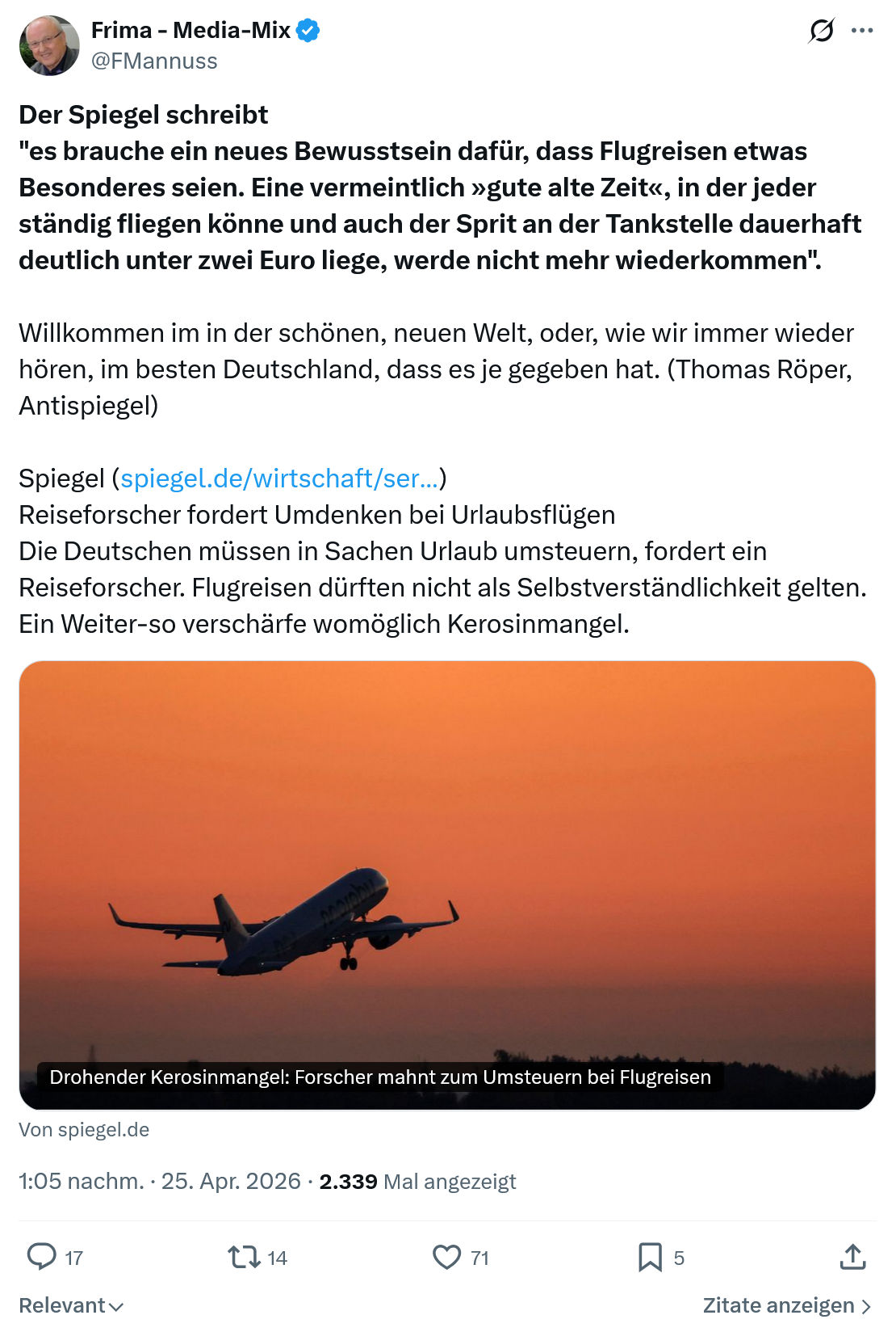 Friedrich Mannus: Der Spiegel schreibt…