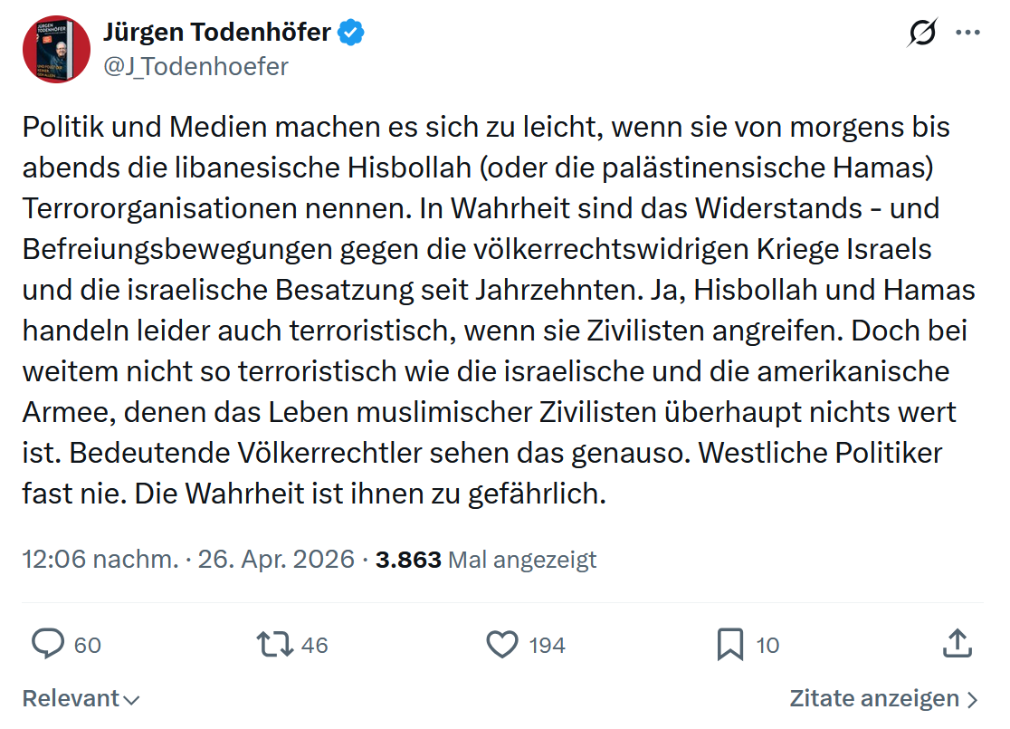 Jürgen Todenhöfer: Politik und Medien machen…