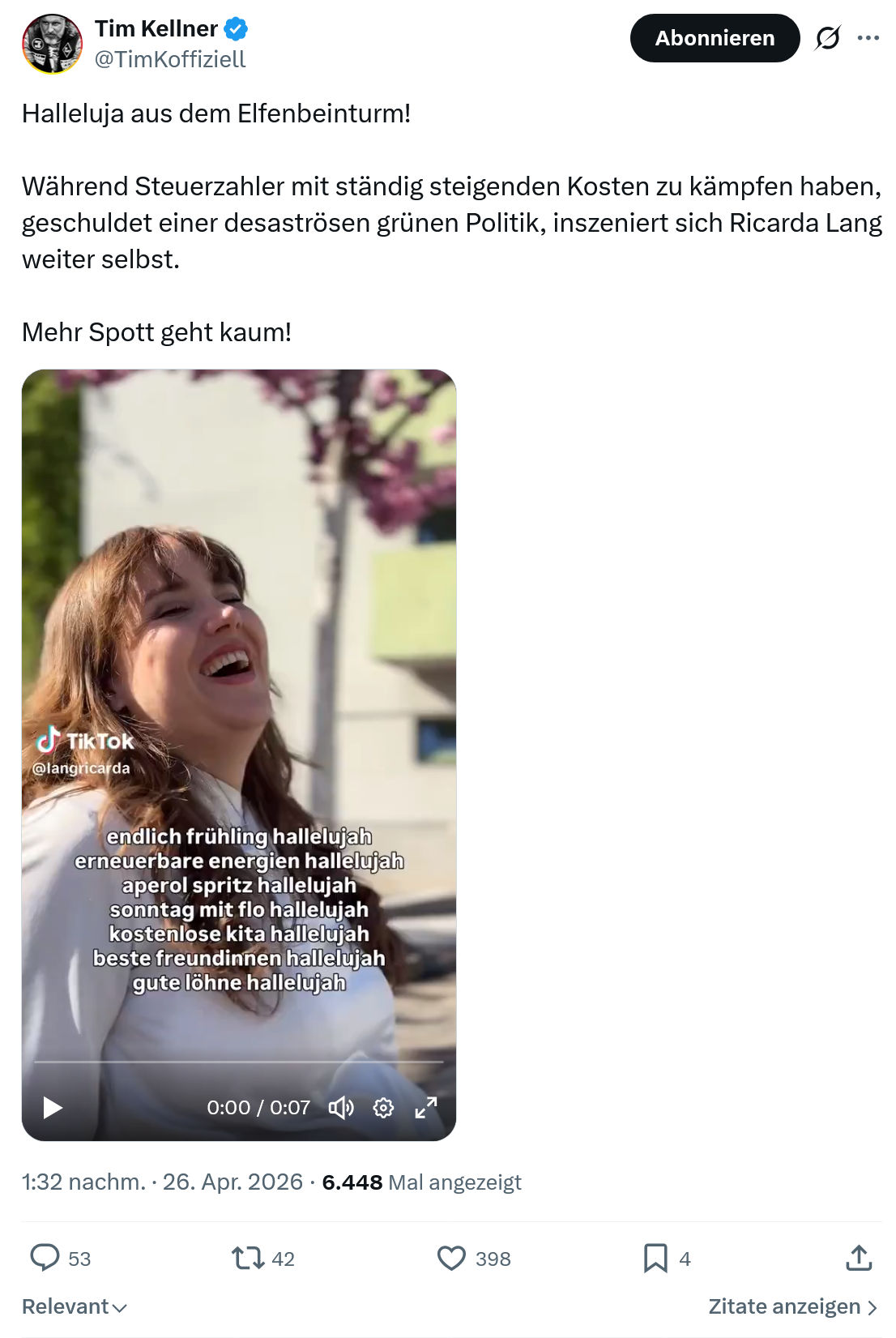 Tim Kellner: Halleluja aus dem Elfenbeinturm…