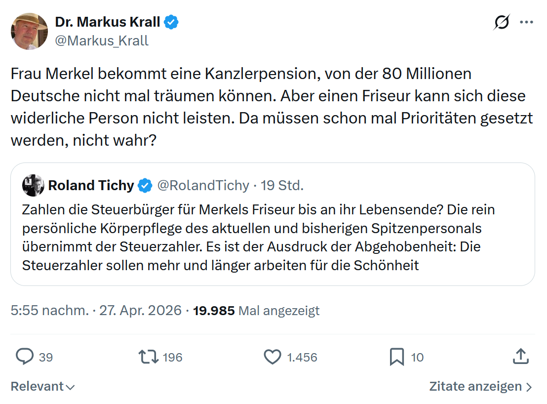 Markus Krall: Frau Merkel bekommt eine Kanzlerpension…