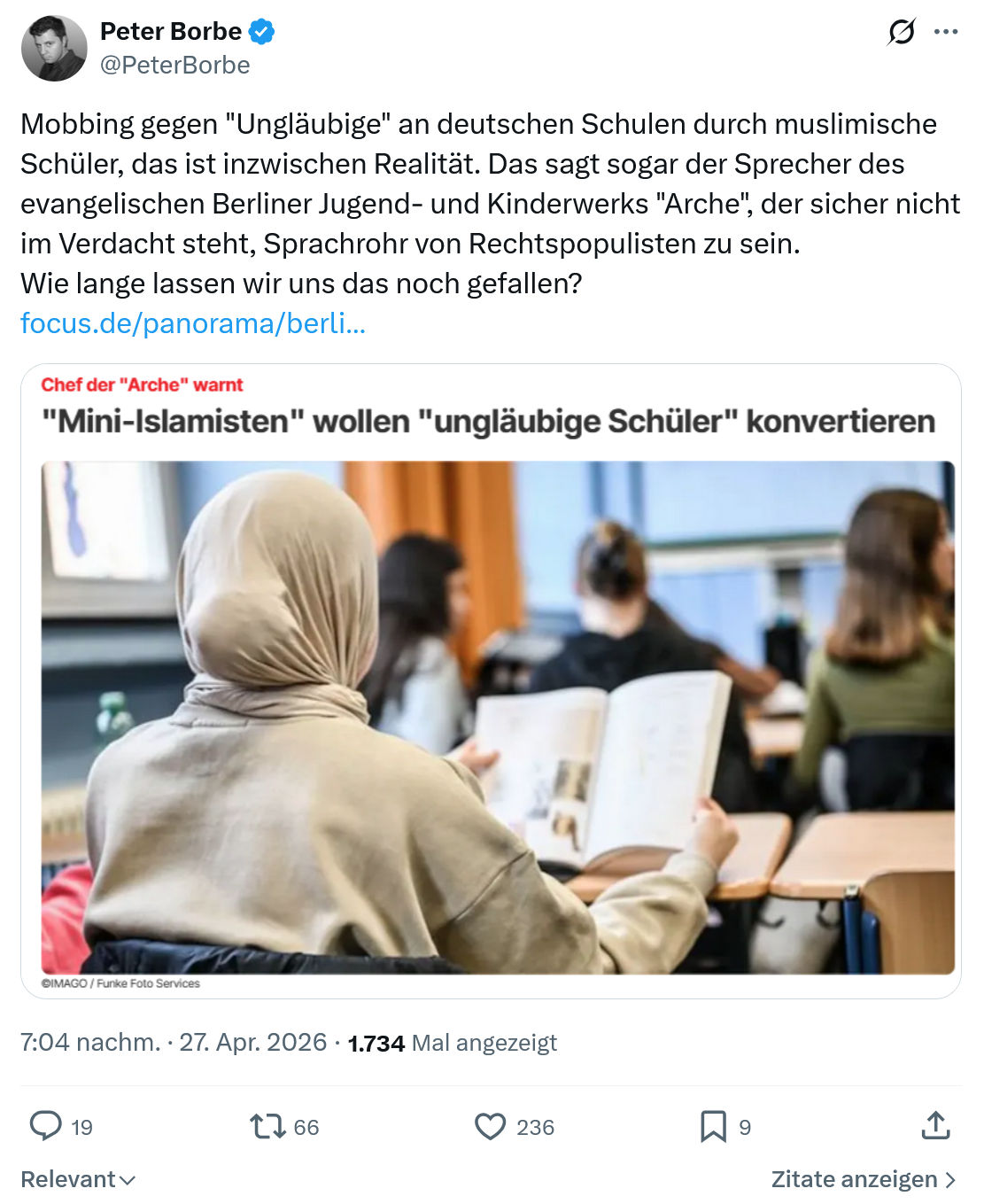 Peter Borbe: Mobbing gegen "Ungläubige"…
