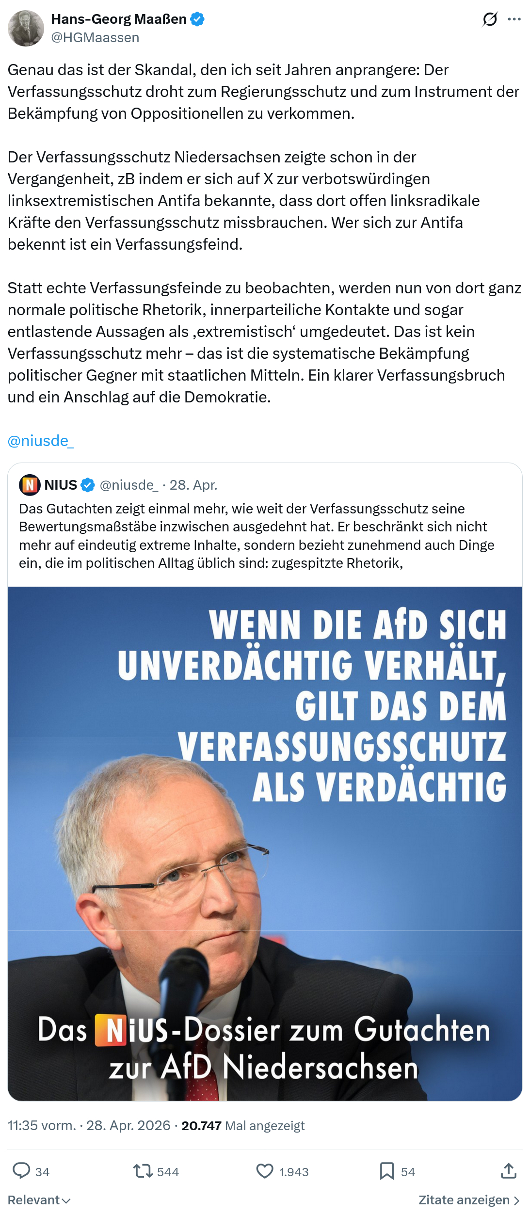 Hans-Georg Maaßen: Genau das ist der Skandal…