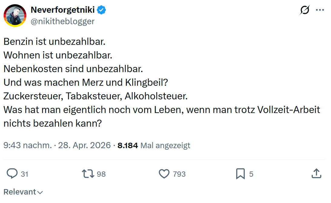 Neverforgetniki: Benzin ist unbezahlbar…