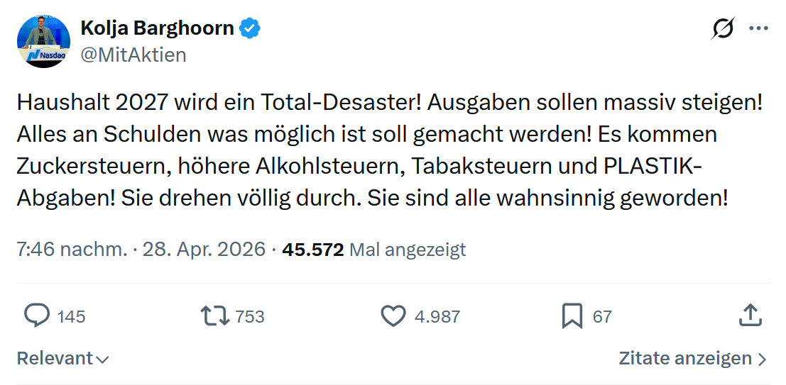 Kolja Barghoorn: Haushalt 2027 wird ein Total-Desaster…