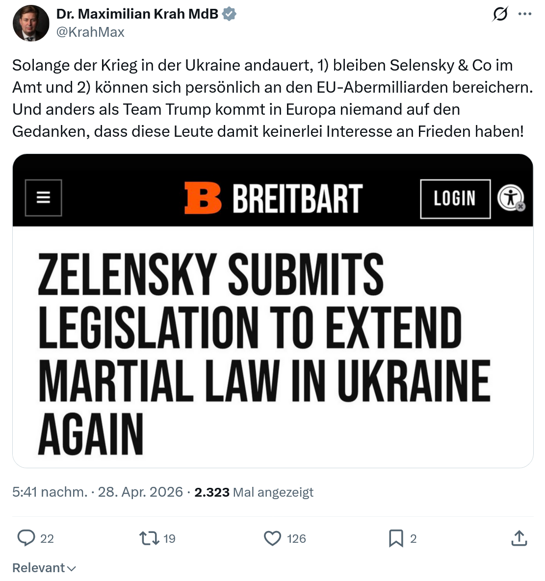 Maximilian Krah: Solange der Krieg in der Ukraine andauert…