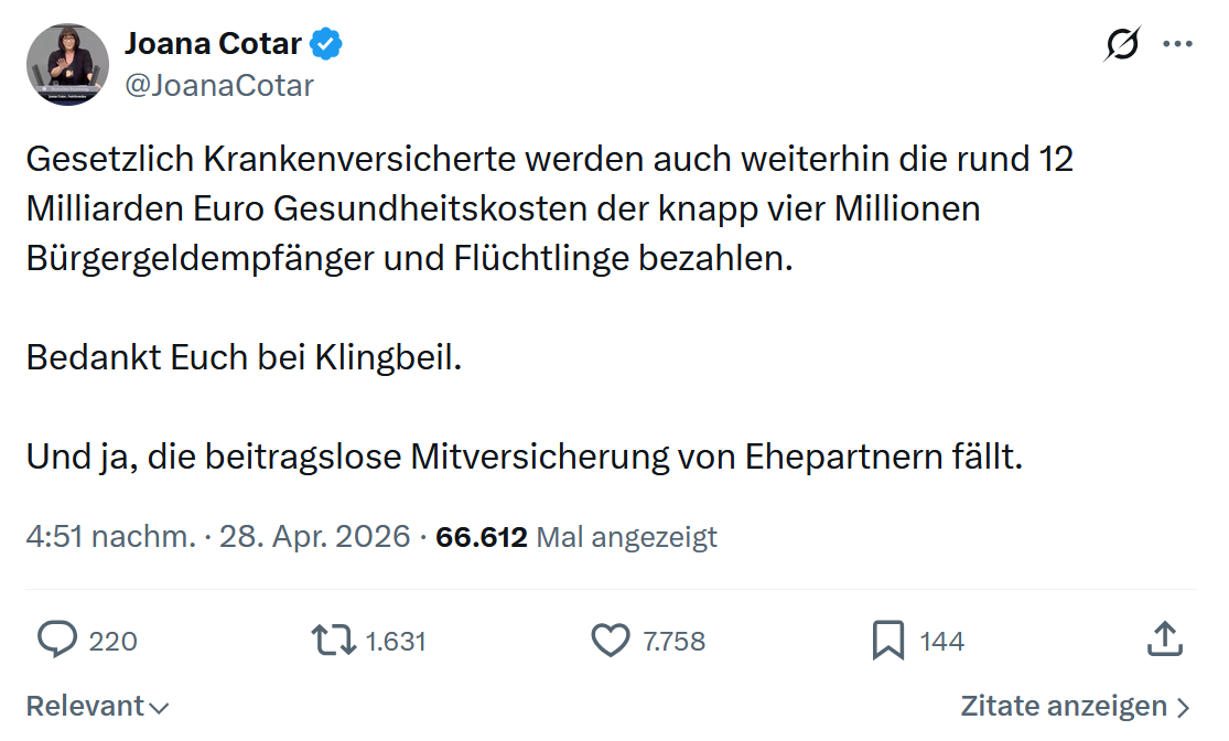 Joana Cotar: Gesetzlich Krankenversicherte werden auch…