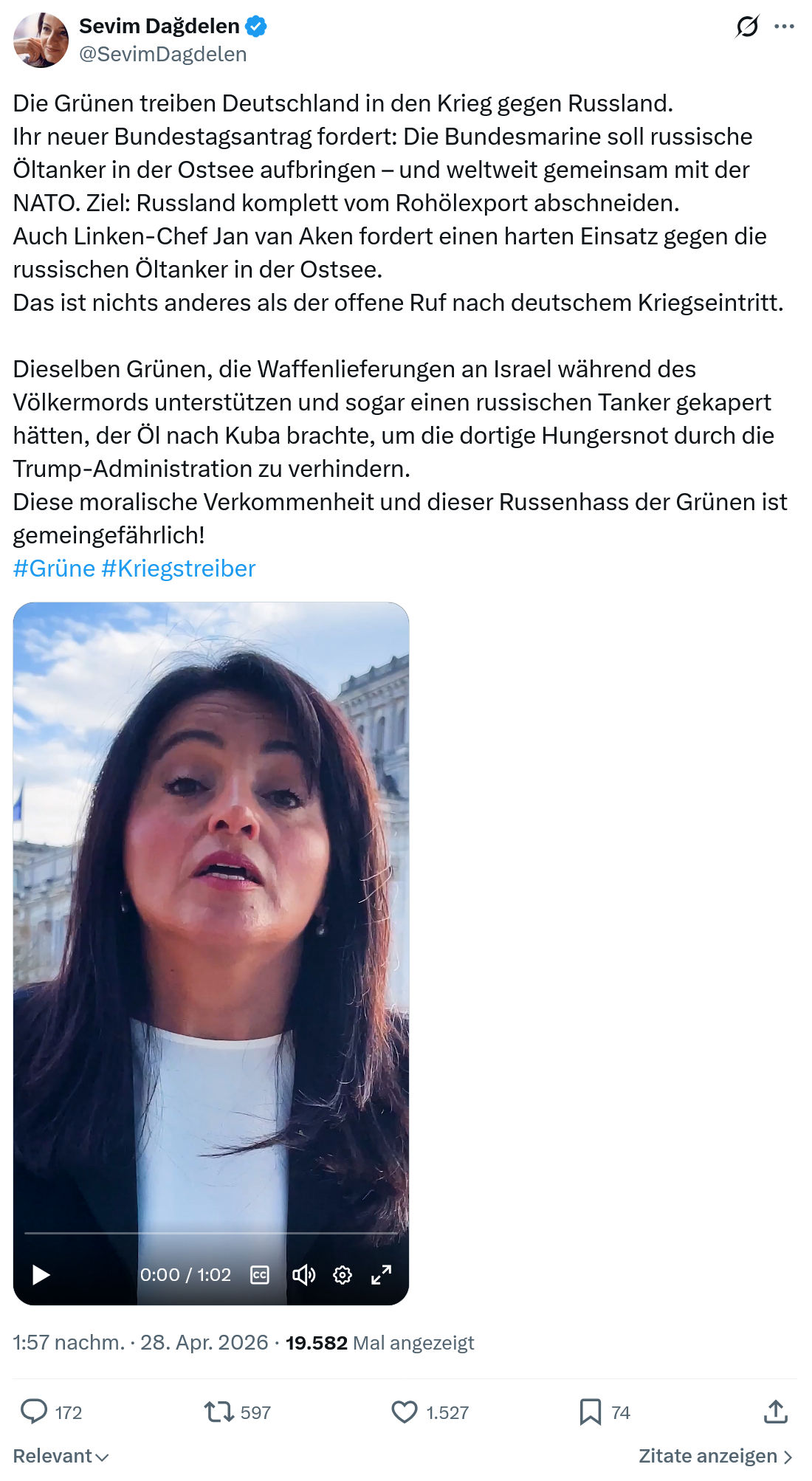 Sevim Dagdelen: Die Grünen treiben Deutschland…