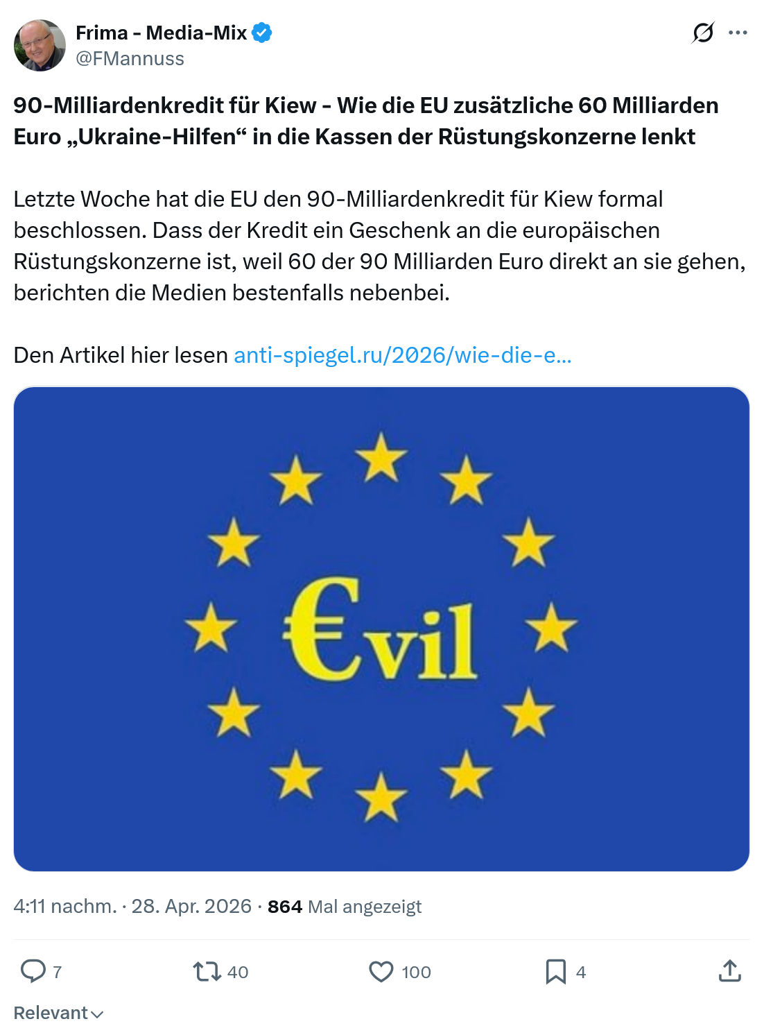 Friedrich Mannus: 90-Milliardenkredit für Kiew…