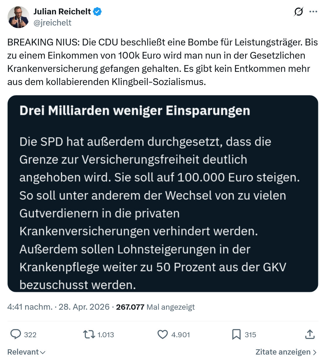 Julian Reichelt: BREAKING NIUS…