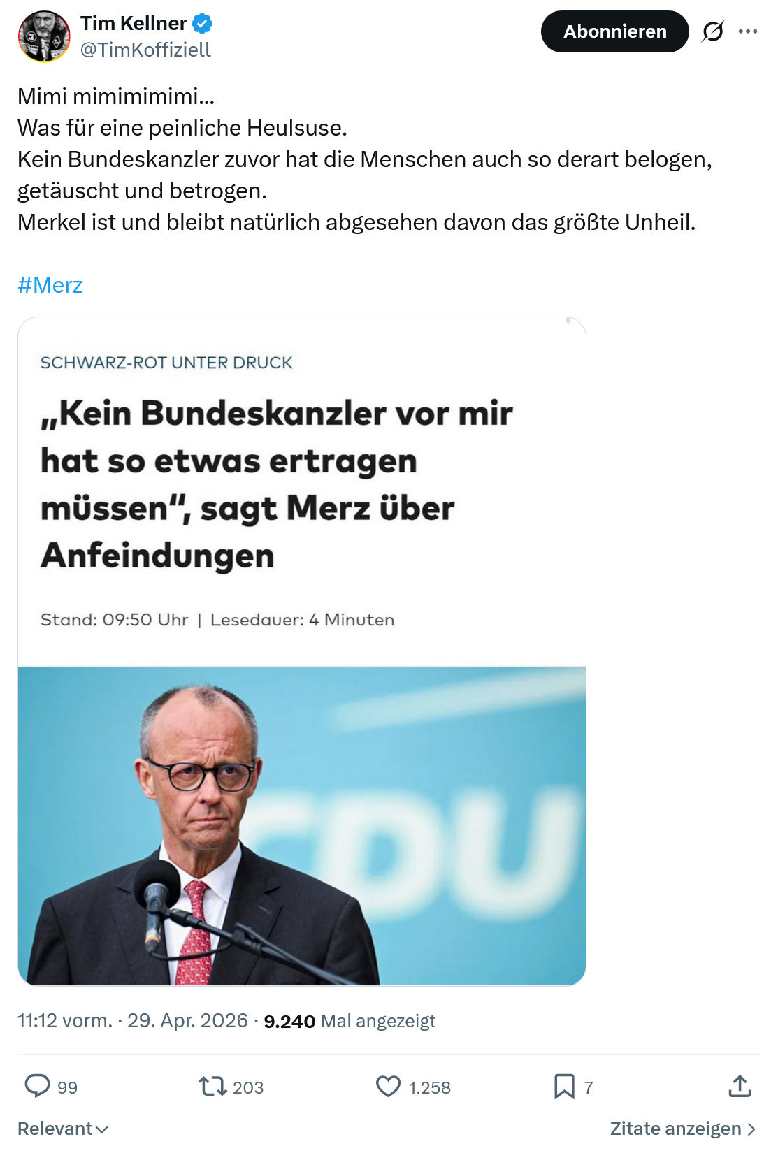 Tim Kellner: Mimi mimimimimi…