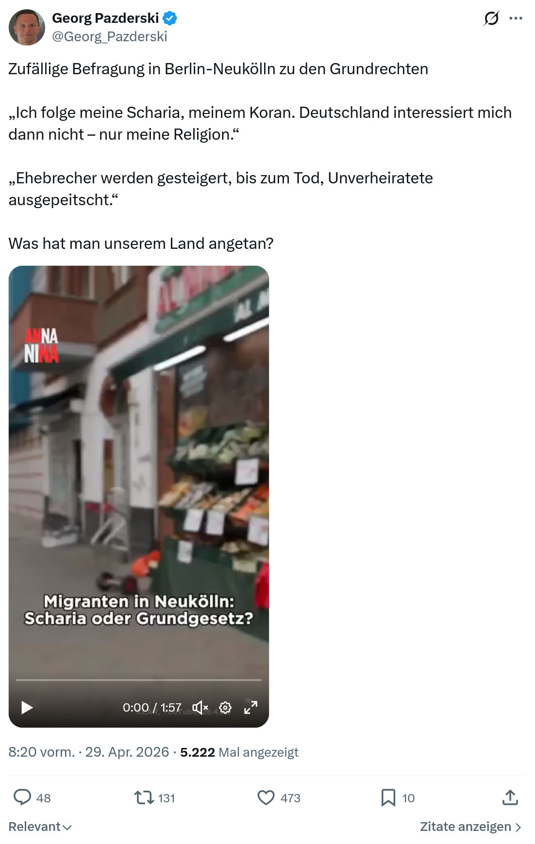 Georg Pazderski: Zufällige Befragung in Berlin-Neukölln…
