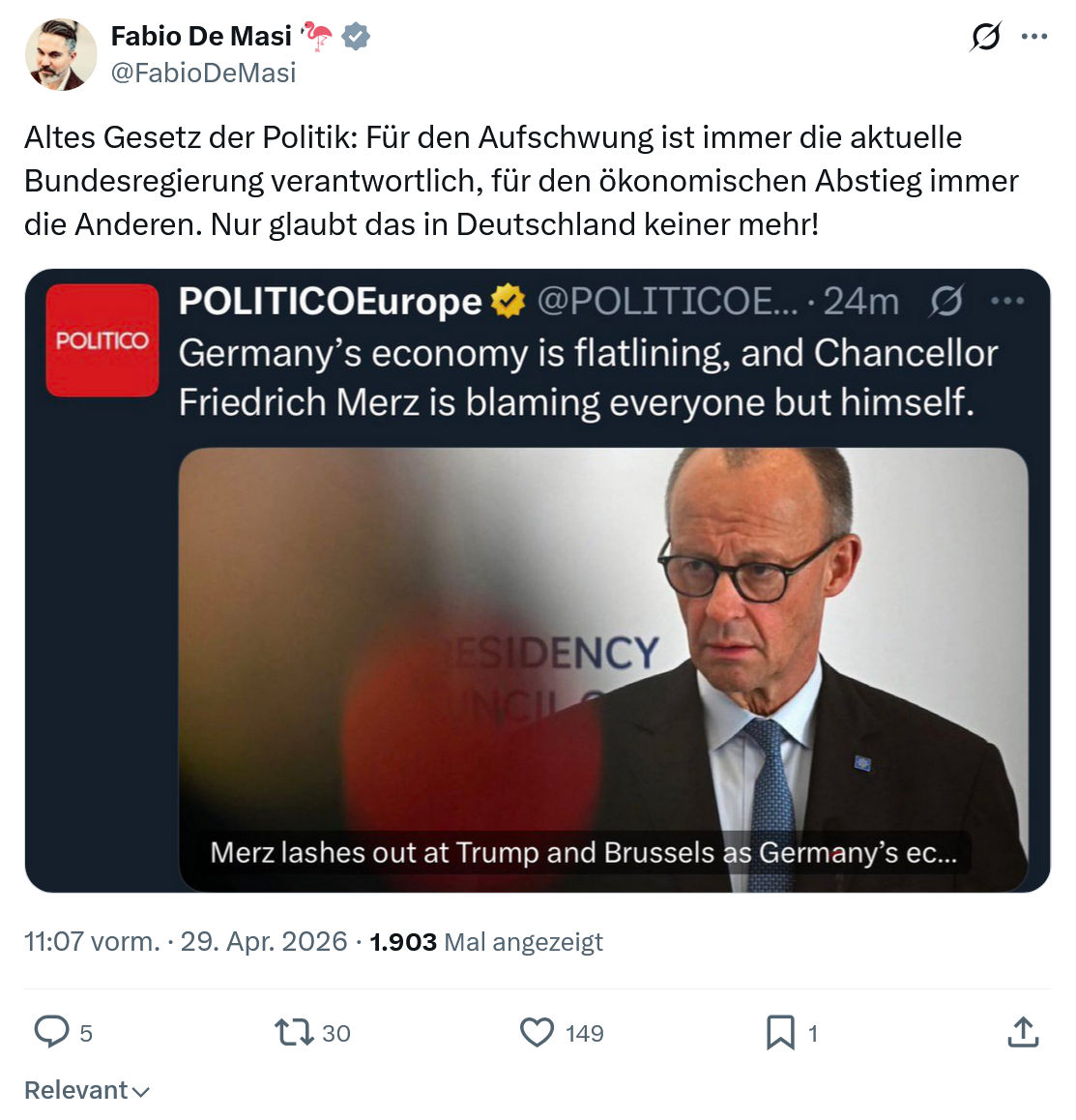 Fabio De Masi: Altes Gesetz der Politik…
