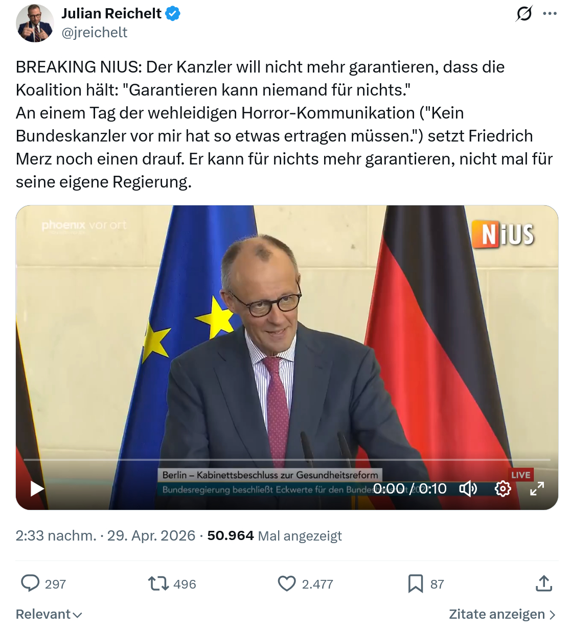 Julian Reichelt: BREAKING NIUS…