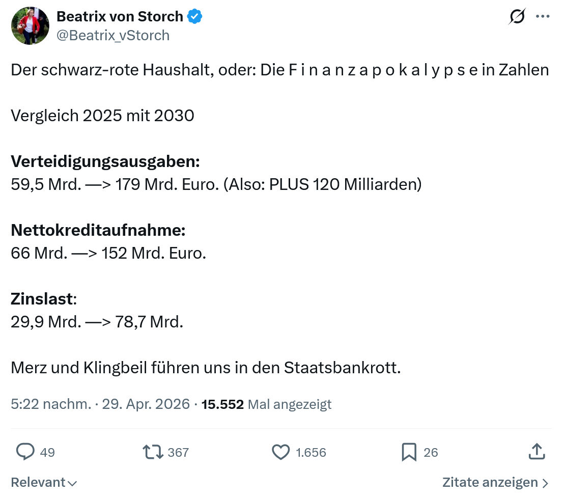 Beatrix von Storch: Der schwarz-rote Haushalt…