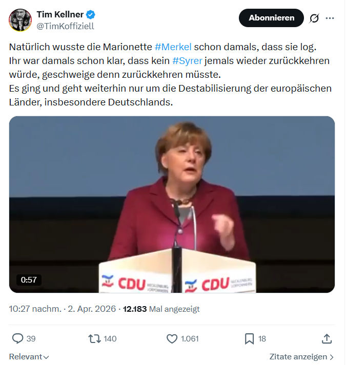 Tim Kellner: Natürlich wusste die Marionette #Merkel…