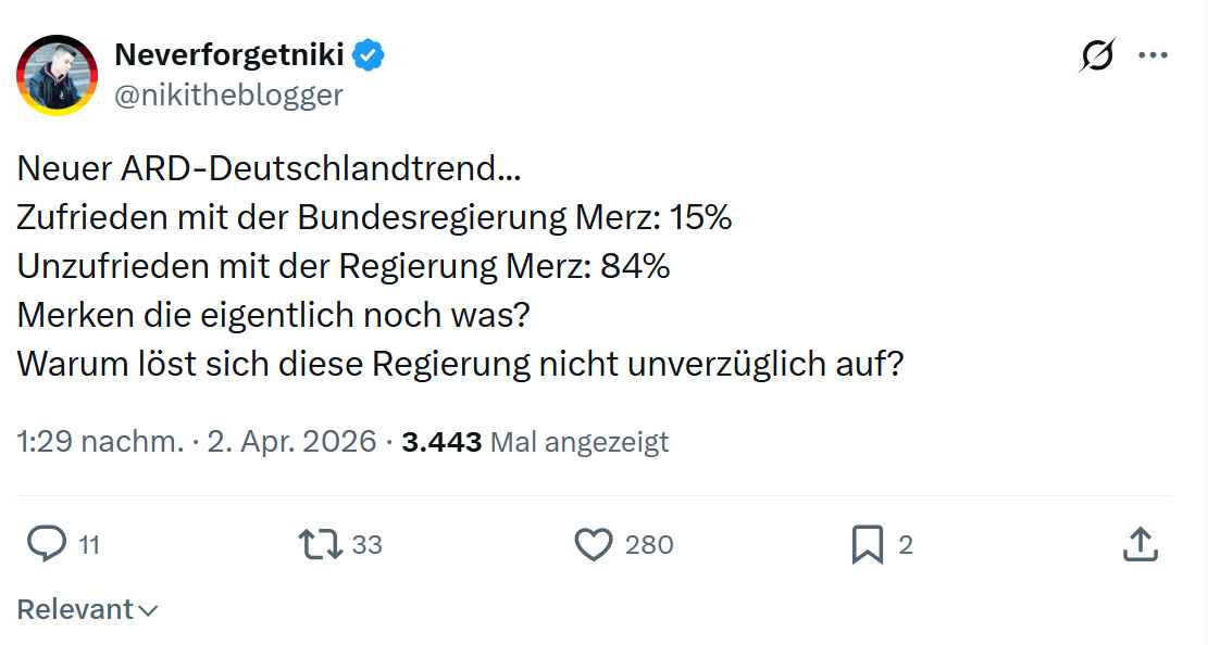 Neverforgetniki: Neuer ARD-Deutschlandtrend…