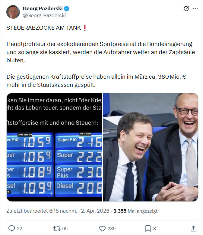 Georg Pazderski: STEUERABZOCKE AM TANK…