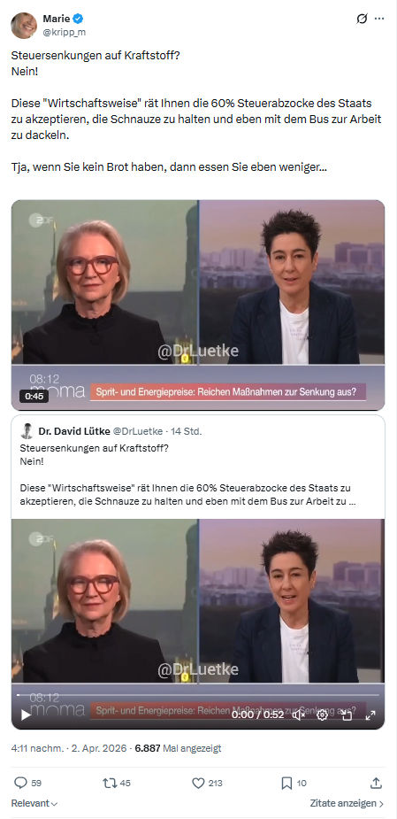 Marie kripp: Steuersenkungen auf Kraftstoff…