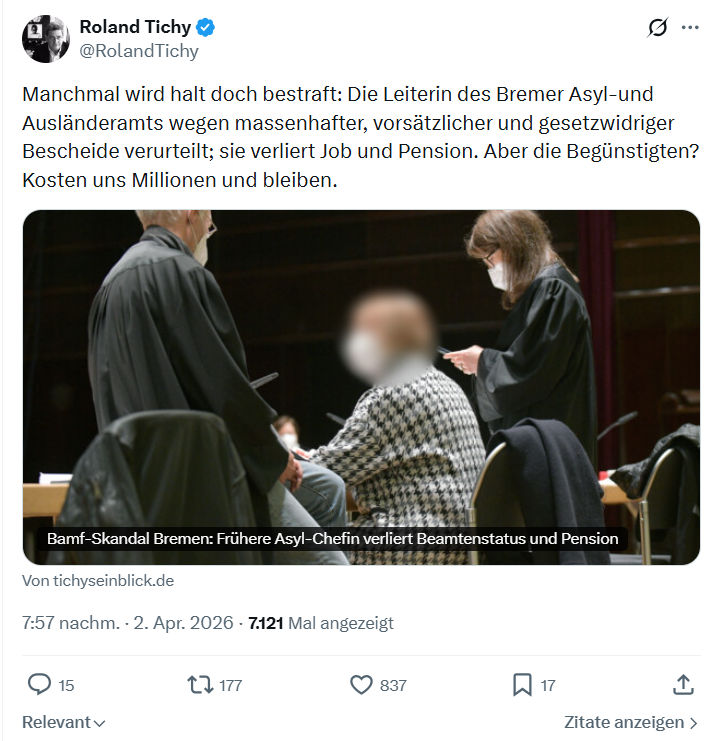 Roland Tichy: Manchmal wird halt doch bestraft…