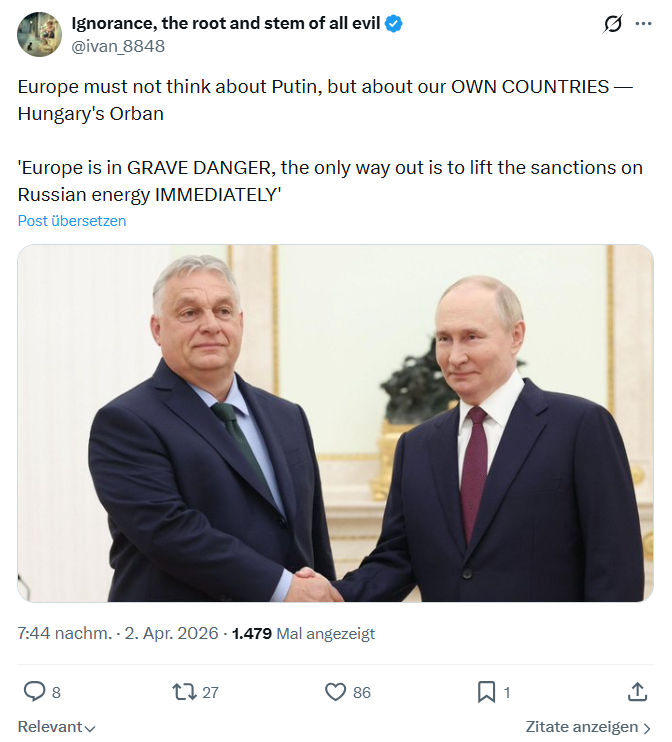 ivan Ignorance: Europe must not think about Putin…