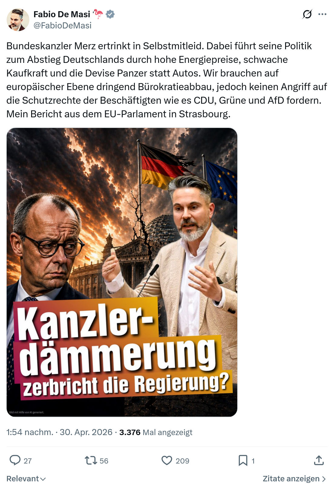Fabio De Masi: Bundeskanzler Merz ertrinkt in Selbstmitleid...