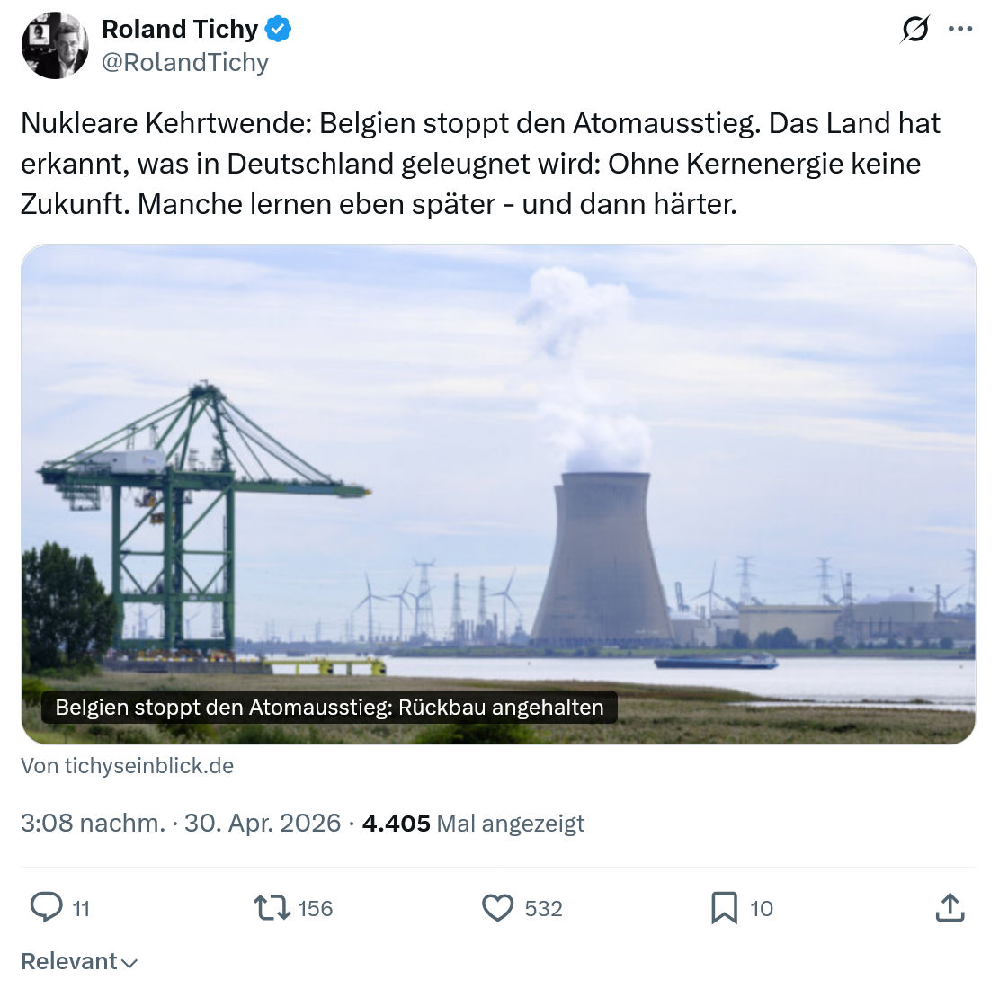 Roland Tichy: Nukleare Kehrtwende Belgien stoppt den...